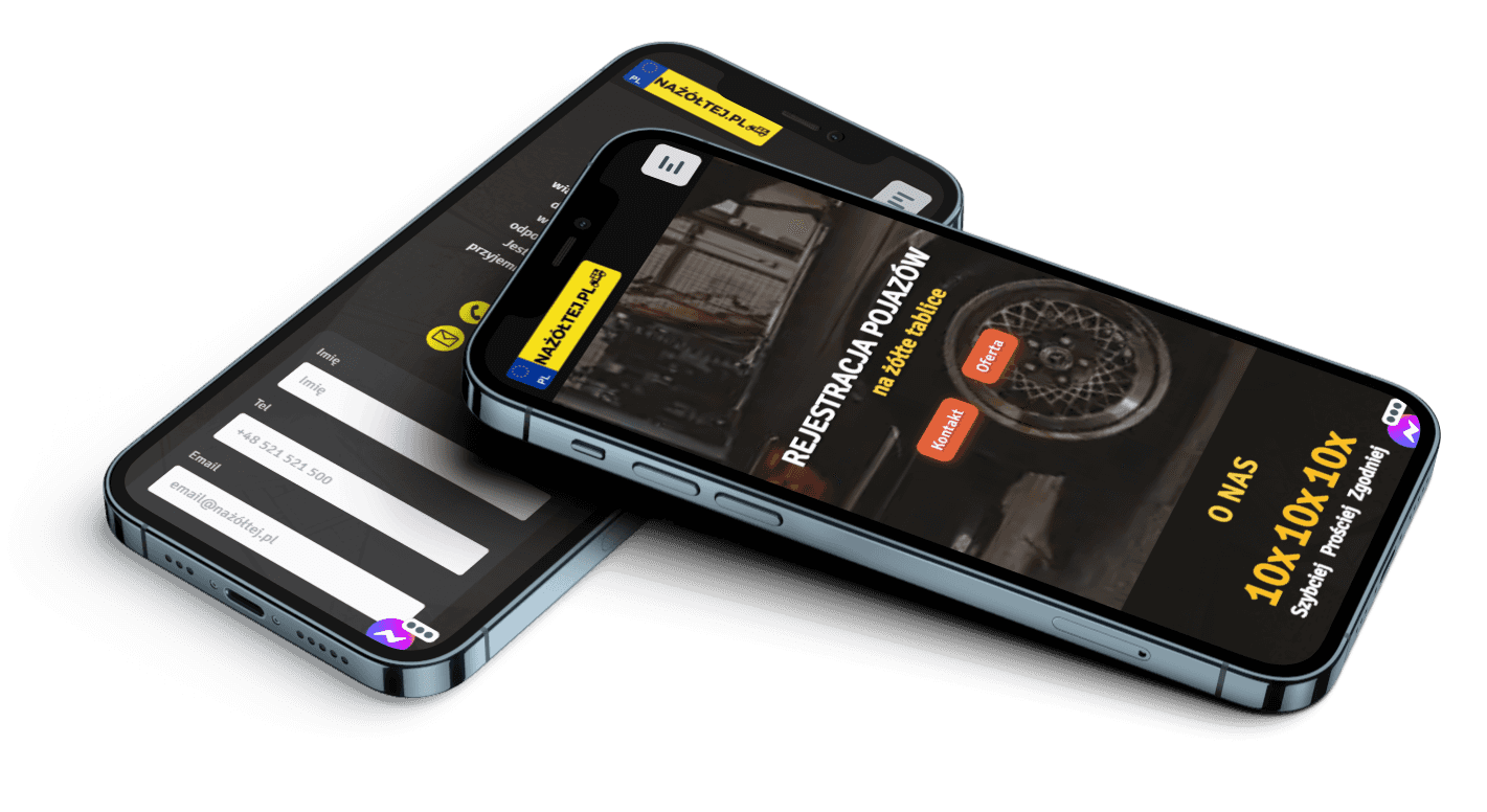 dwa iphone 12 pro z otwarta strona internetową nażółtej